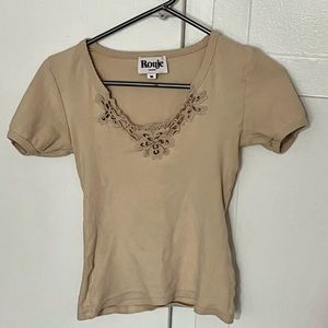 Rouje Paris Leslie T-shirt Top Oatmeal Beige small 36
